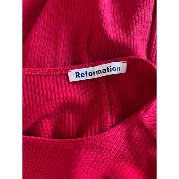 Reformation Red Callie Wrap Long Sleeve Dress Size XL - Picture 9 of 10